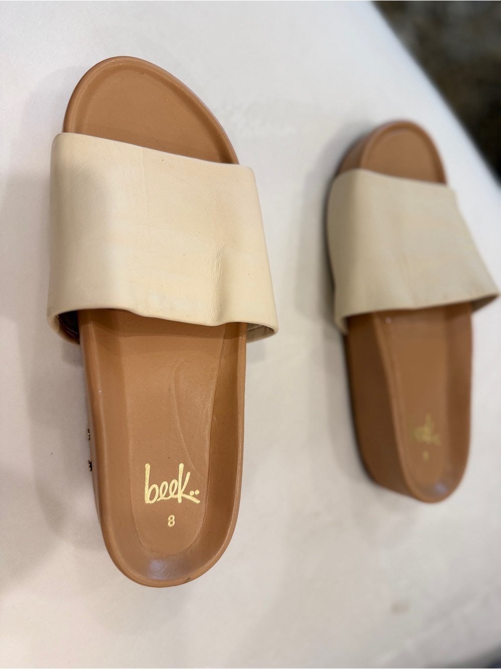 Beek Women's Pelican Slide Sandals Size 8 cream eggshell - Picture 6 of 7